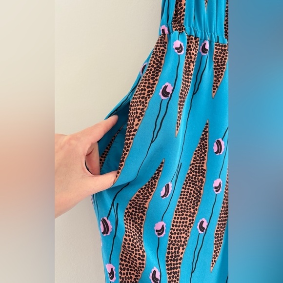 Tracy Reese One Shoulder Silk Dress Blue Leopard Print Cocktail New Years Size 0 - Picture 3 of 10